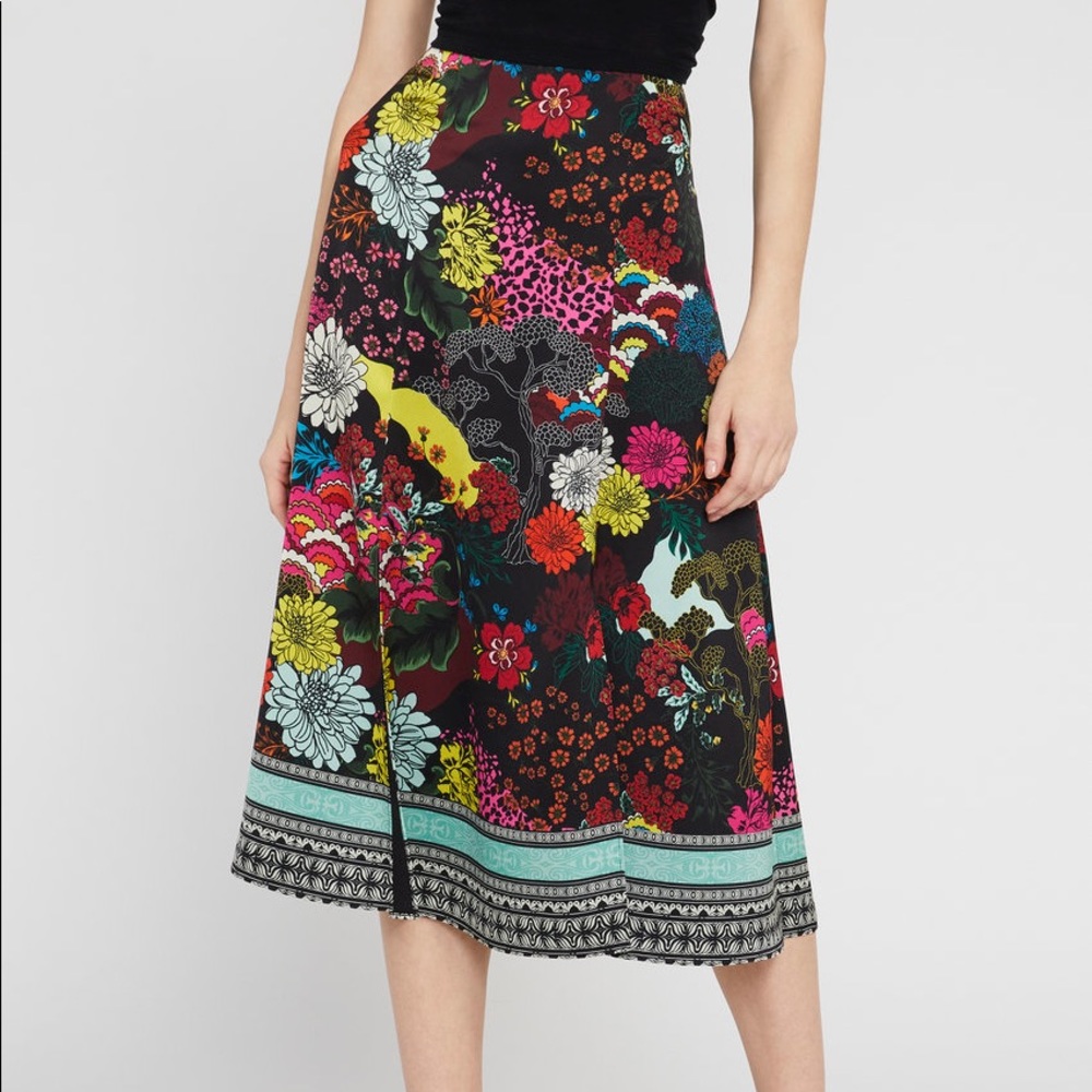 NWT Alice + Olivia Athena Floral Midi Skirt